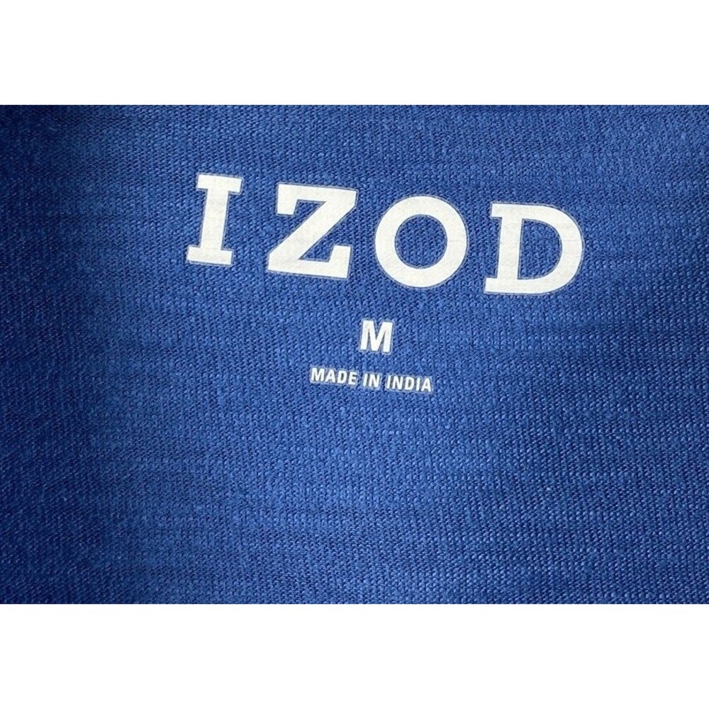 Izod Polo Shirt Men's M Blue Pocket Short Sleeve Cotton Solid Top - Picture 4 of 4